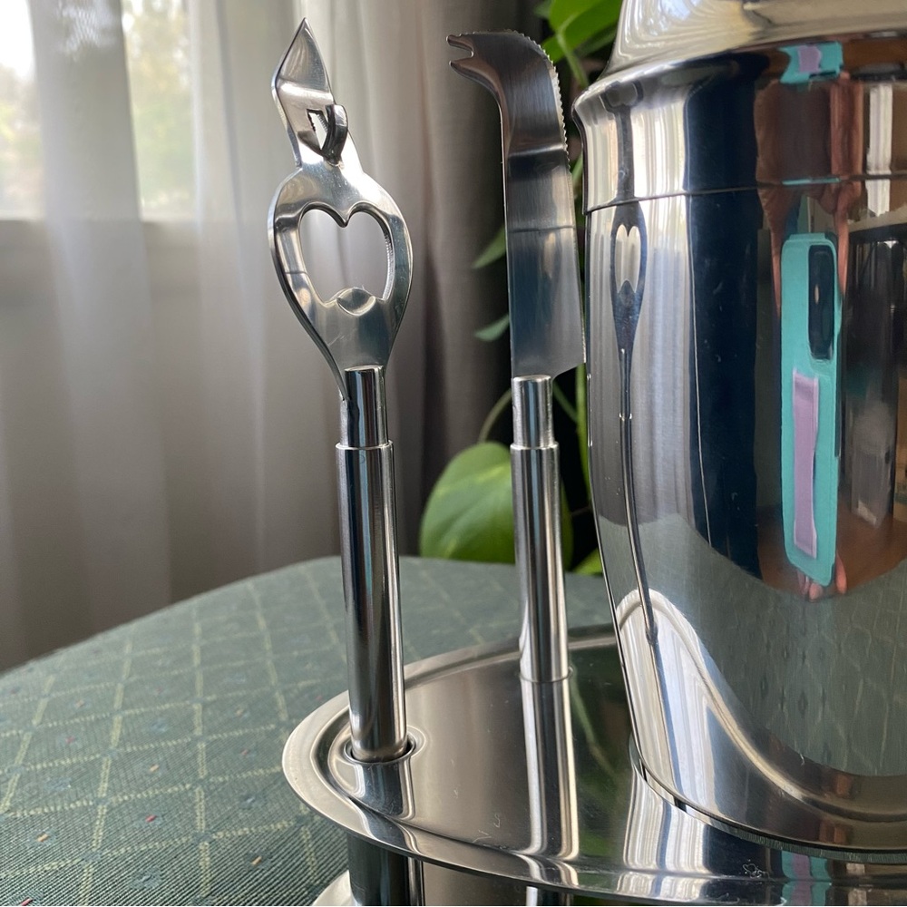 Pier 1 Imports Stainless Steel Cocktail Mixer Bar 6 piece Tool Set - Picture 4 of 11